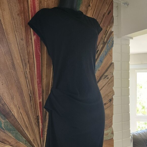 By Malene Birger side drape/ruching hi-lo black t-shirt Dress Sz M - Picture 4 of 11